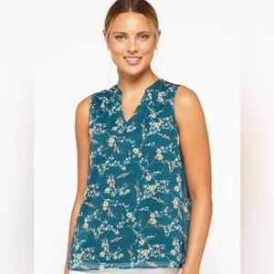 NWT Papermoon Blue Sleeveless Teal Floral Blouse - M